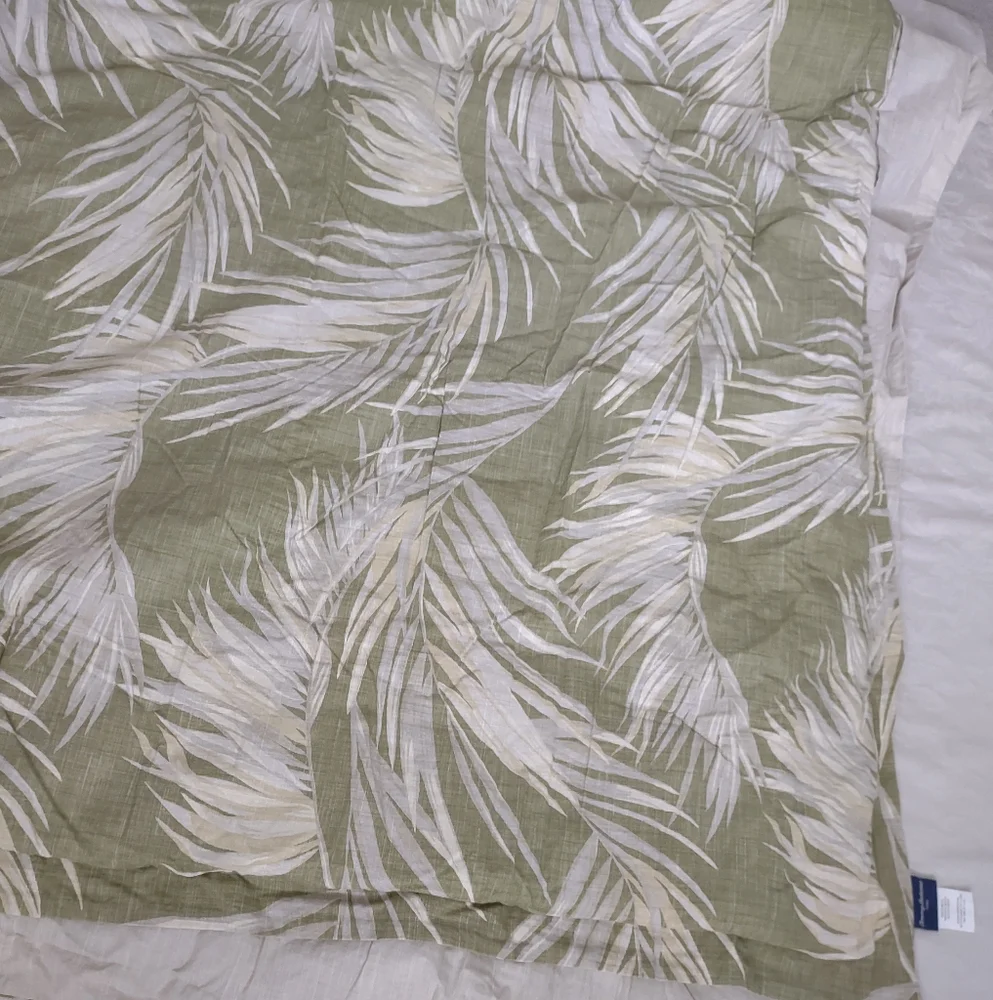 Tommy Bahama Cotton Tropical Palm Leaves Natural Green Beige Comforter
